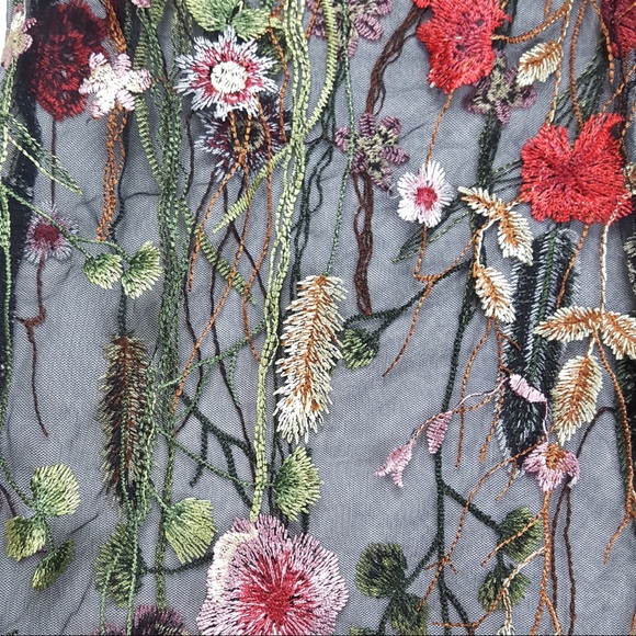 Promesa Floral Embroidered MIDI Dress in Black - Picture 8 of 9